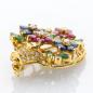 Preview: Brosche aus 750er Gold mit Rubin, Saphir, Smaragd und Brillanten