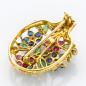Preview: Brosche aus 750er Gold mit Rubin, Saphir, Smaragd und Brillanten