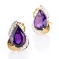 Preview: Ohrringe 585er Gold mit 9.45ct Amethyst und 0.48ct Brillanten
