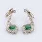 Preview: 3ct Emerald and 1ct Diamond Earrings in 14K White Gold