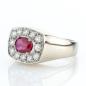 Preview: Vintage ladies ring 18k gold with a 0.50ct ruby and 0.60ct diamonds