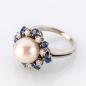 Preview: Vintage Ring 750er Gold mit Perle, 0.40ct Brillanten und 0.40ct Saphiren