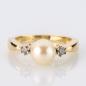 Preview: Ring aus 585er Gelbgold mit Perle und 0.08ct Brillanten