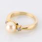 Preview: Ring aus 585er Gelbgold mit Perle und 0.08ct Brillanten