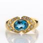 Preview: Vintage Ring aus 750er Gold mit 1.50ct Blautopas und 0.28ct Brillanten