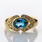 Preview: Vintage Ring aus 750er Gold mit 1.50ct Blautopas und 0.28ct Brillanten