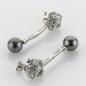 Preview: 18k white gold ear studs with 1.0ct diamonds and Tahitian pearls