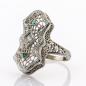Preview: Art Deco Ring aus 585er Weißgold mit Brillant und Smaragden