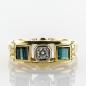 Preview: 14k vintage gold ring with tourmalines and diamonds