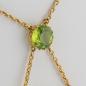 Preview: Anhänger aus 15 Karat Gelbgold mit Peridots und Saatperlen