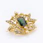 Preview: Brosche aus 750er Gelbgold mit Turmalin und Saatperlen