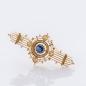 Preview: Antike Brosche aus 585er Gelbgold mit Saphir und Diamantrosen