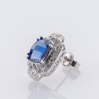 Preview: Sapphire and Diamond Earrings in 14K White Gold