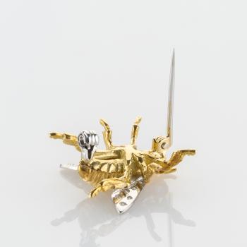 0.30 ct Diamond Bee Brooch in 18K Yellow and White Gold