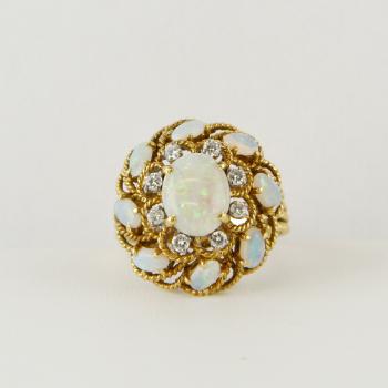 Ausgefallener Damenring (750er Gold) mit Opal