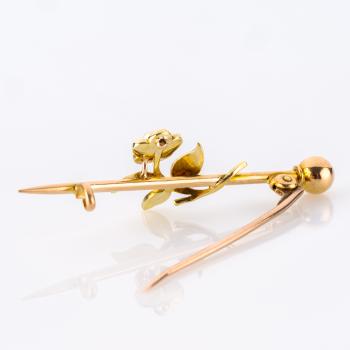 Preview: Jugendstil Brosche (585er Gold) mit Perlen