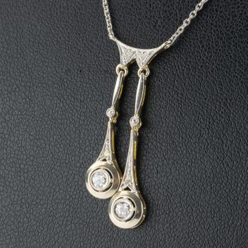 Antikes Collier aus 585er Gold und Platin mit 0.22ct Altschliffbrillanten