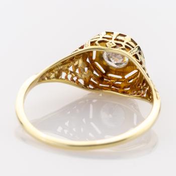 Art Deco Ring aus 585er Gold mit 0.40ct Brillant