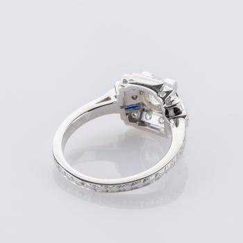 Preview: 1 ct Diamond Ring with 0.30 ct Diamonds and 0.20 ct Sapphires in 18K White Gold