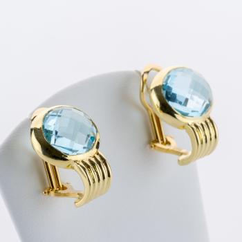 Preview: 16 ct Blue Topaz Earrings in 18K Yellow Gold