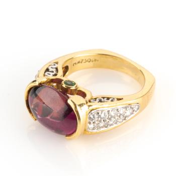 Ausgefallener Damenring 750er Gold mit 7.10ct Turmalin und 0.80ct Brillanten