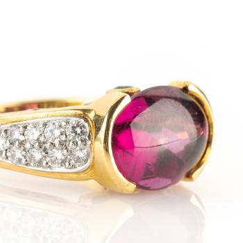 Ausgefallener Damenring 750er Gold mit 7.10ct Turmalin und 0.80ct Brillanten