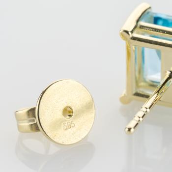 5.60ct Blue Topaz Stud Earrings in 14k Yellow Gold