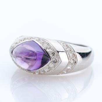 Preview: Ladies ring 18k gold with an 3.05ct amethyst and 0.58ct diamonds