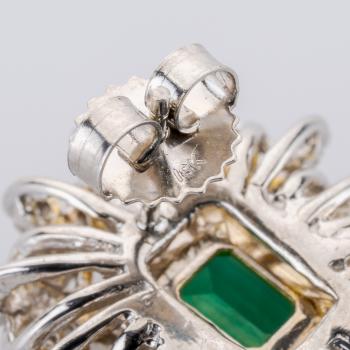10.36 ct Emerald and Diamond Earrings in 18K White Gold
