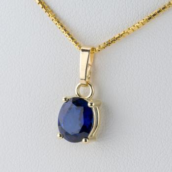 Anhänger aus 585er Gelbgold mit 2,18 ct Saphir