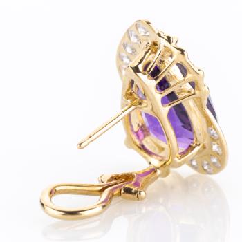 Ohrringe 585er Gold mit 9.45ct Amethyst und 0.48ct Brillanten