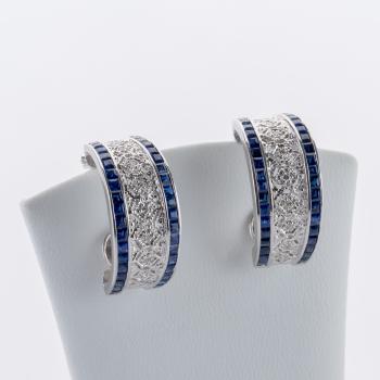 Sapphire and Diamond Earrings in 18K White Gold
