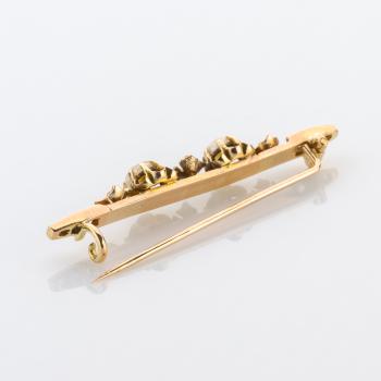 Antike Brosche aus 585er Gold mit Perlen und Diamanten