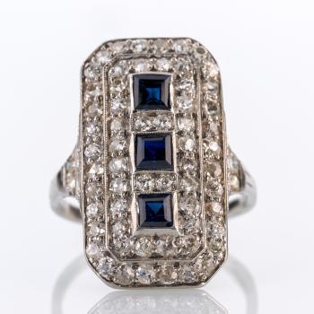 Ring aus 950er Platin mit 0.30ct Saphiren und 2.0ct Brillanten