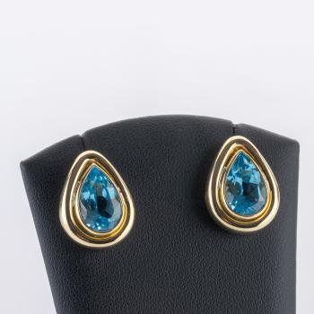 10 ct Blue Topaz Earrings in 14K Yellow Gold