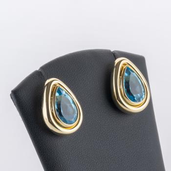 Preview: 10 ct Blue Topaz Earrings in 14K Yellow Gold