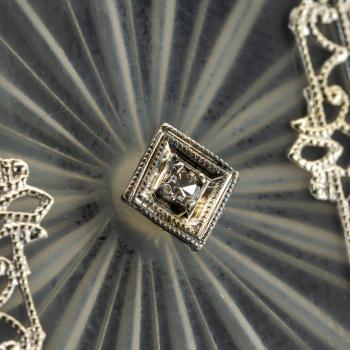 Art Deco Anhänger aus 585er Weißgold mit Brillant