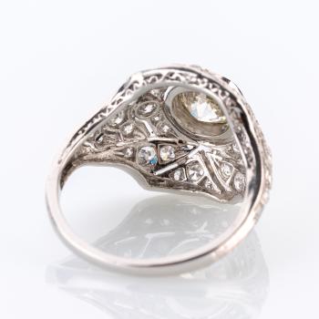 Preview: Art Deco Damenring (Platin) mit 0.95ct / 0.90ct Brillanten