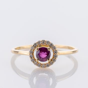 0.25ct Ruby and 0.10ct Diamond Ring in 14K Yellow Gold