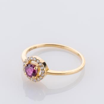 Preview: 0.25ct Ruby and 0.10ct Diamond Ring in 14K Yellow Gold