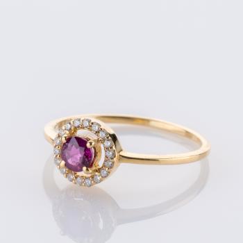 Preview: 0.25ct Ruby and 0.10ct Diamond Ring in 14K Yellow Gold
