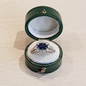 Eleganter Damenring 750er Gold mit 1.0ct Saphir und 0.40ct Brillanten