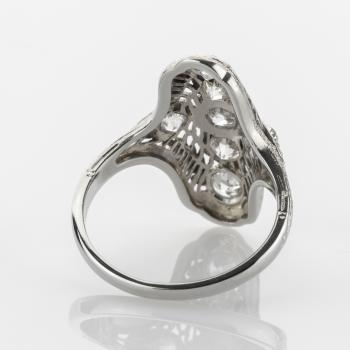 Preview: Art Deco Ring aus 750er Weißgold mit 1.0ct Brillanten