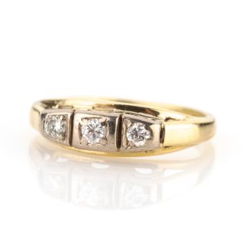 Preview: Vintage Damenring (585er Gold) mit Brillanten