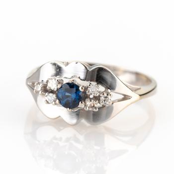 Preview: Damenring (585er Gold) mit Saphir und Brillanten