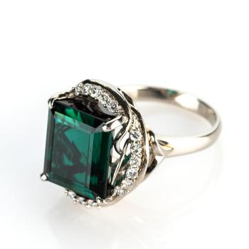 Preview: Damenring (900er Platin) mit einem 11.67ct Turmalin und 0.47ct Brillanten
