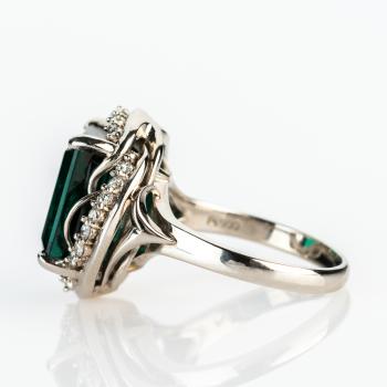 Preview: Damenring (900er Platin) mit einem 11.67ct Turmalin und 0.47ct Brillanten
