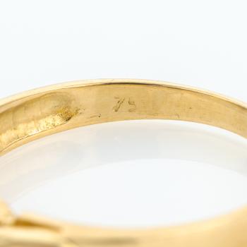 Ladies ring (18k gold) with a diamond and rubies
