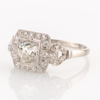 Preview: Art Deco ring (18k Gold) with 1.50ct diamonds