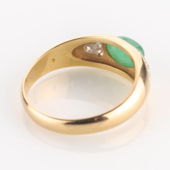 Preview: Damenring (585er Gold) mit Smaragd und Brillanten